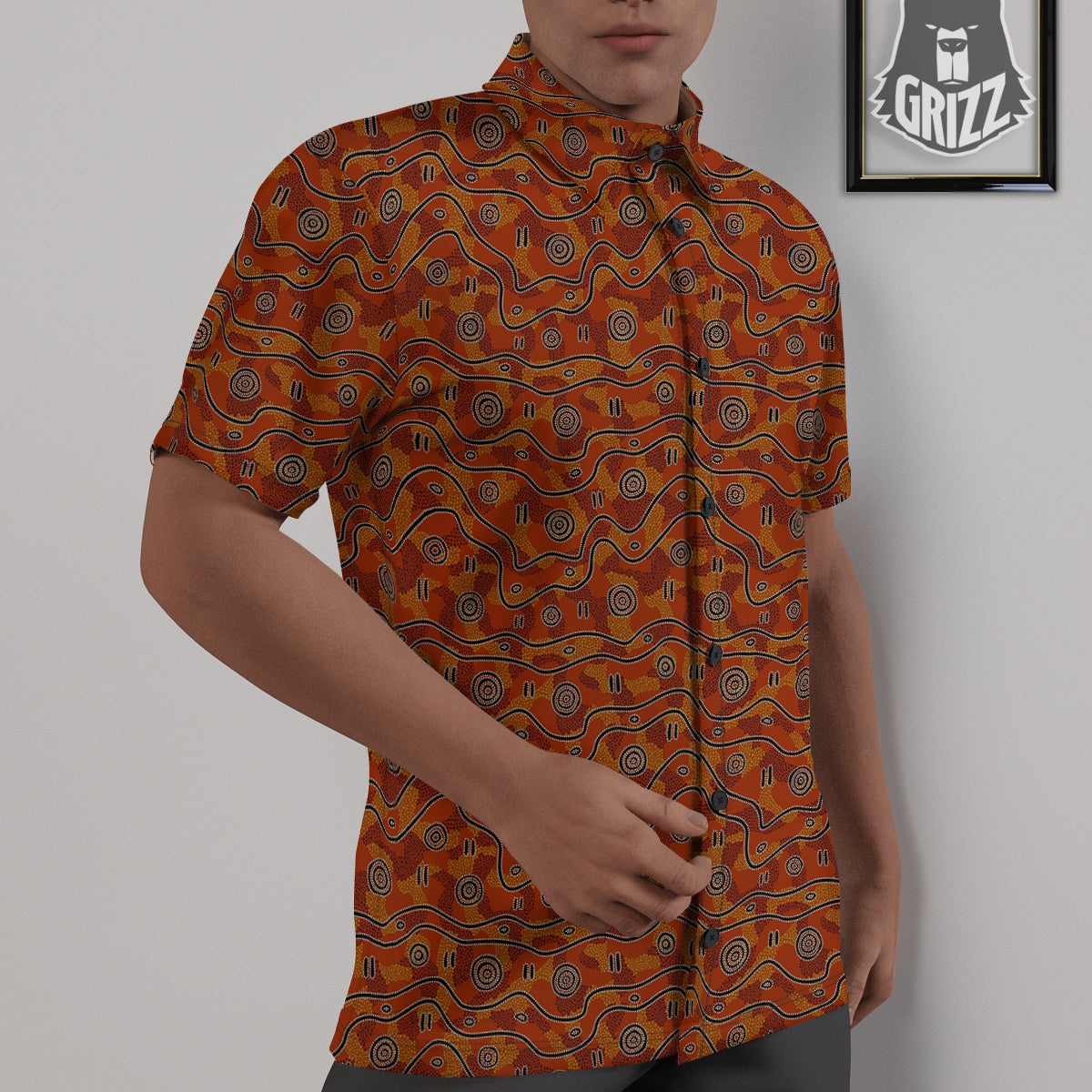 Australian Aboriginal Print Pattern Untucked Shirts-grizzshop
