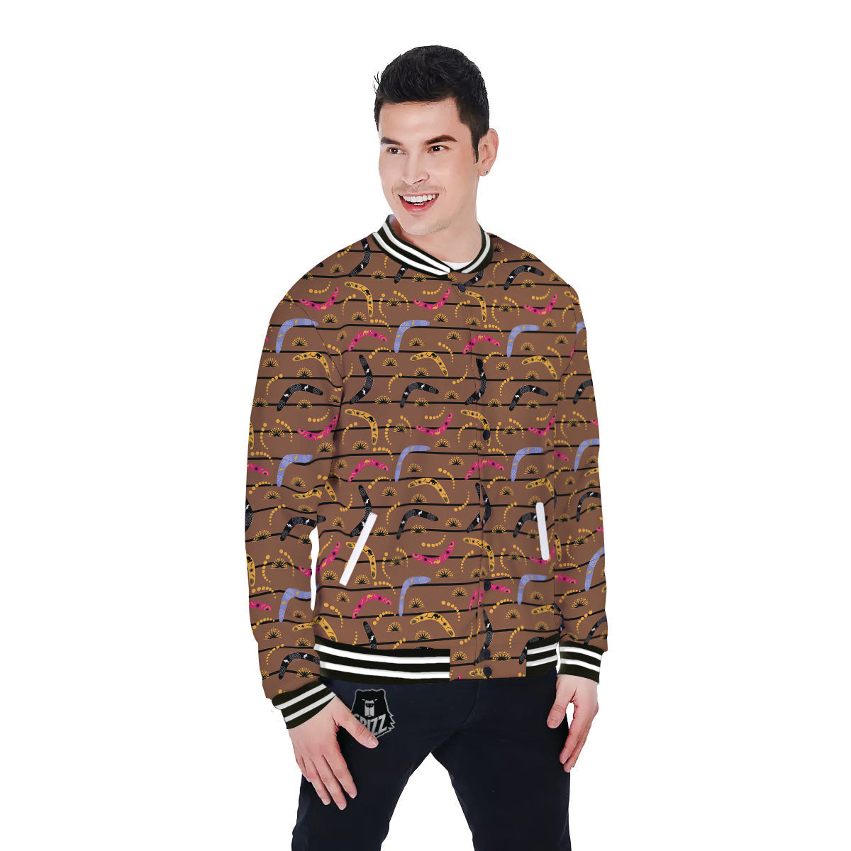 Australian Boomerangs Print Pattern Baseball Jacket-grizzshop