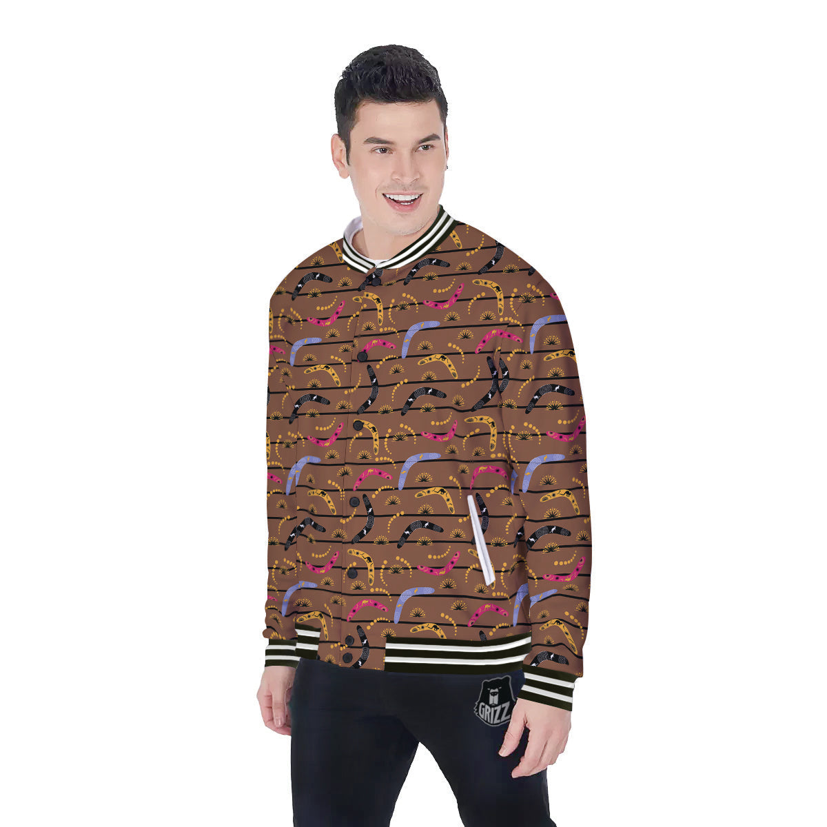 Australian Boomerangs Print Pattern Baseball Jacket-grizzshop