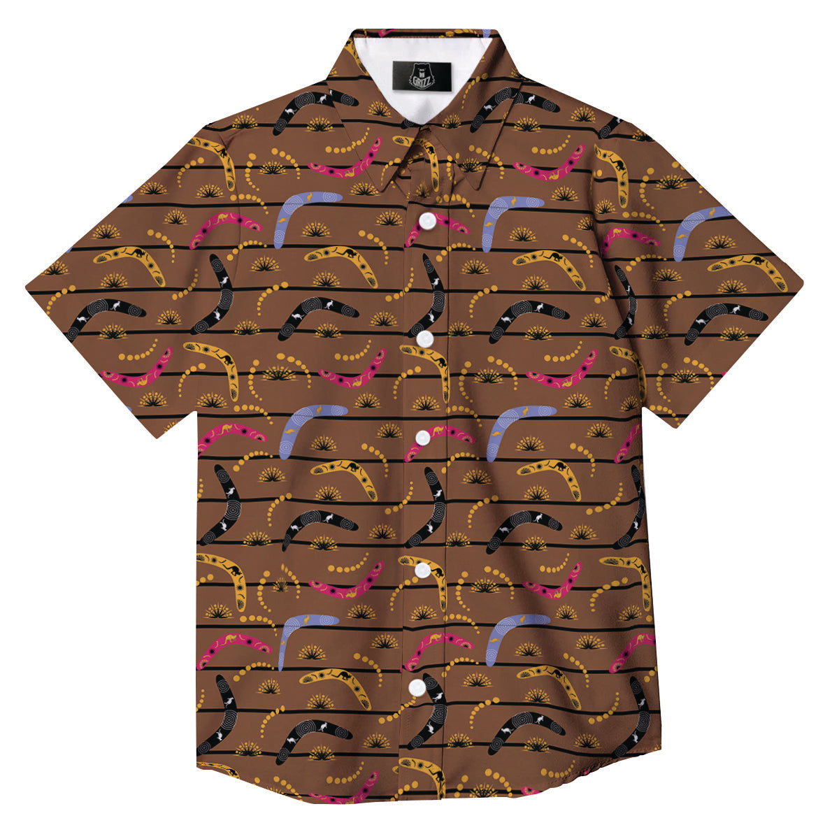 Australian Boomerangs Print Pattern Button Up Shirt-grizzshop