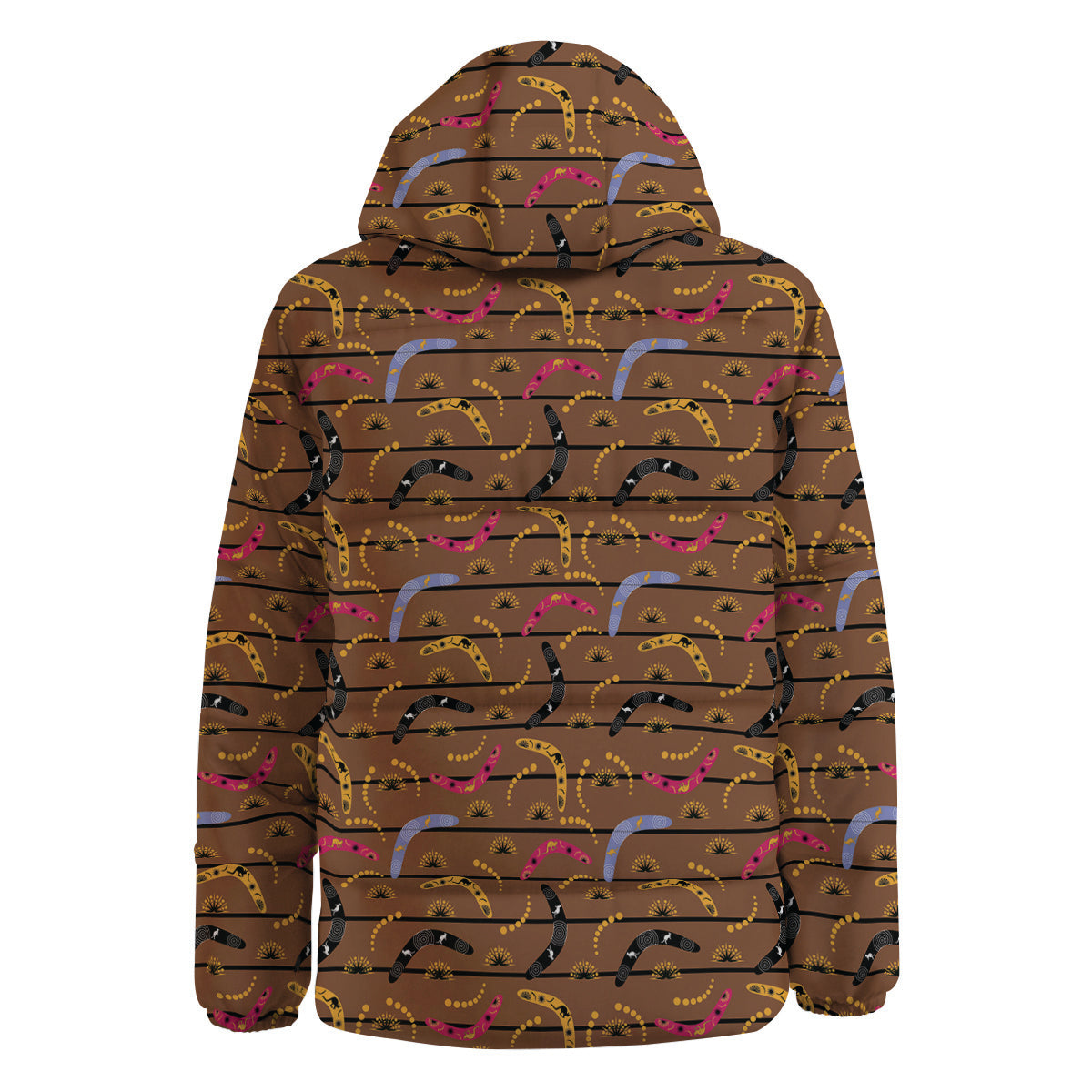 Australian Boomerangs Print Pattern Down Jacket-grizzshop