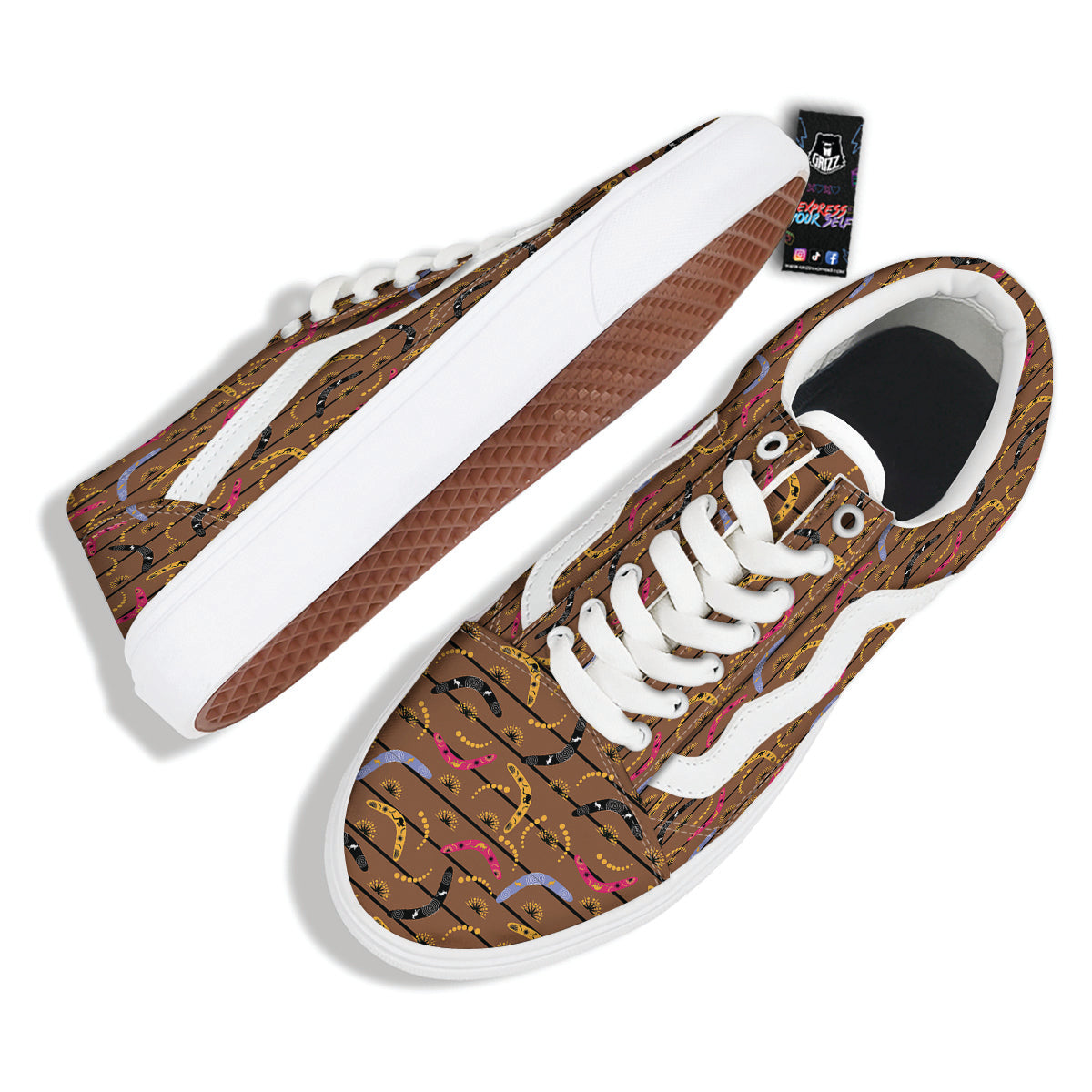 Australian Boomerangs Print Pattern Skate Shoes-grizzshop