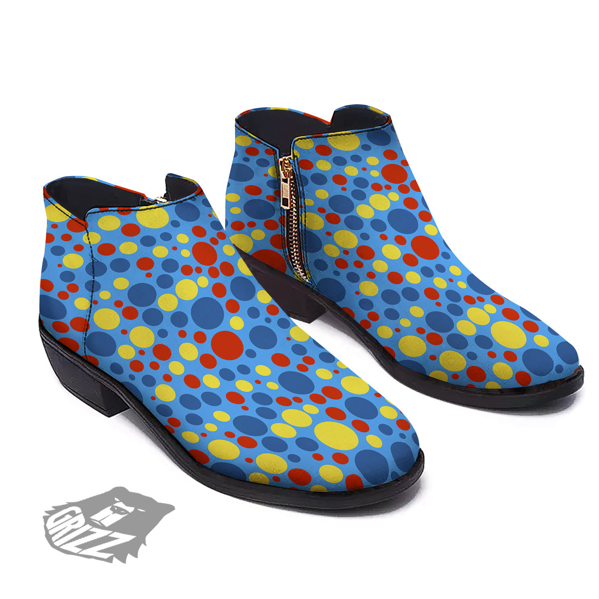 Autism Awareness Dots Color Print Pattern Ankle Boots-grizzshop