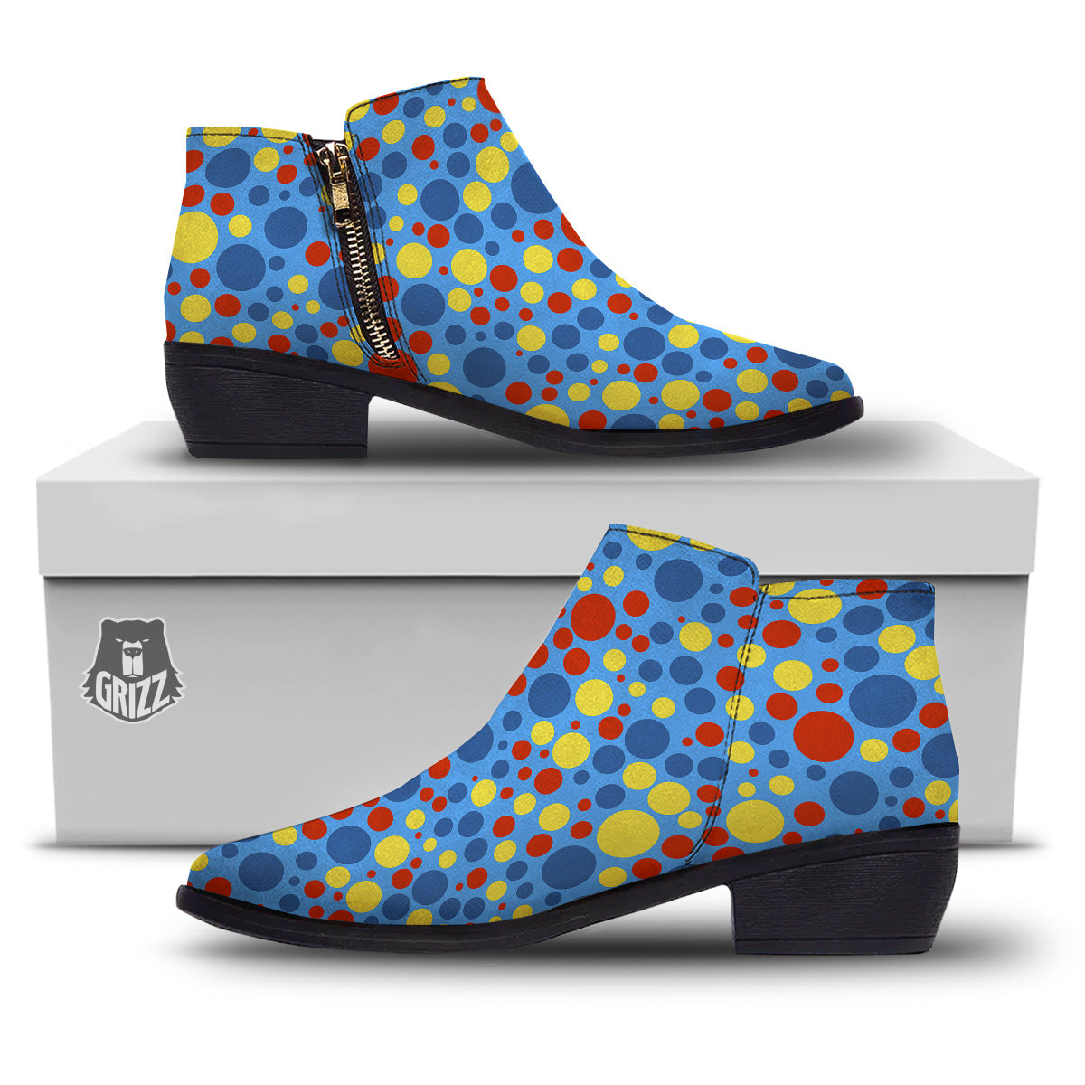 Autism Awareness Dots Color Print Pattern Ankle Boots-grizzshop