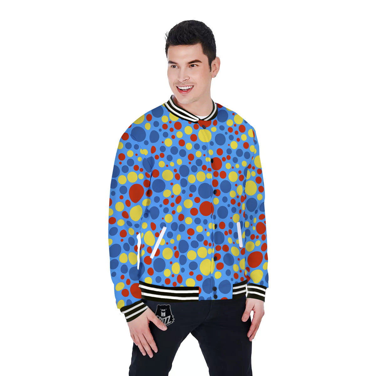 Autism Awareness Dots Color Print Pattern Baseball Jacket-grizzshop