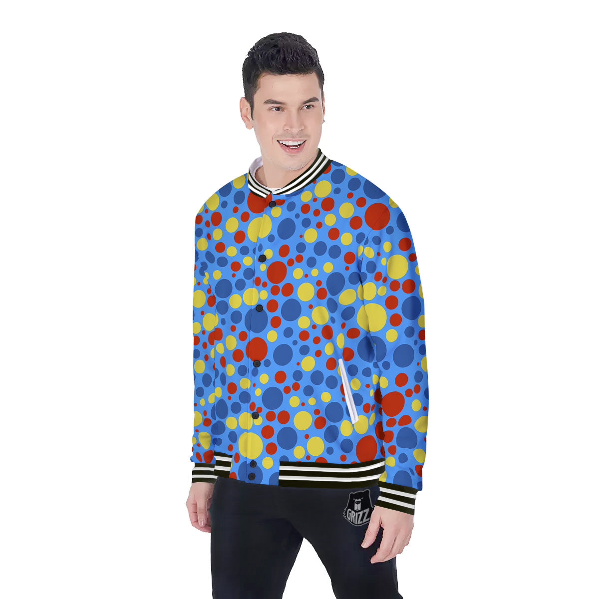Autism Awareness Dots Color Print Pattern Baseball Jacket-grizzshop