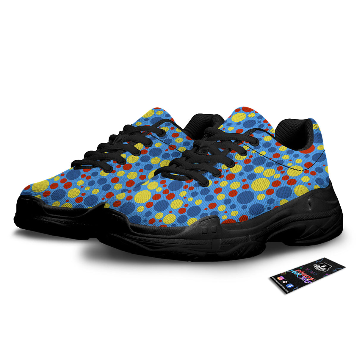 Autism Awareness Dots Color Print Pattern Black Chunky Shoes-grizzshop