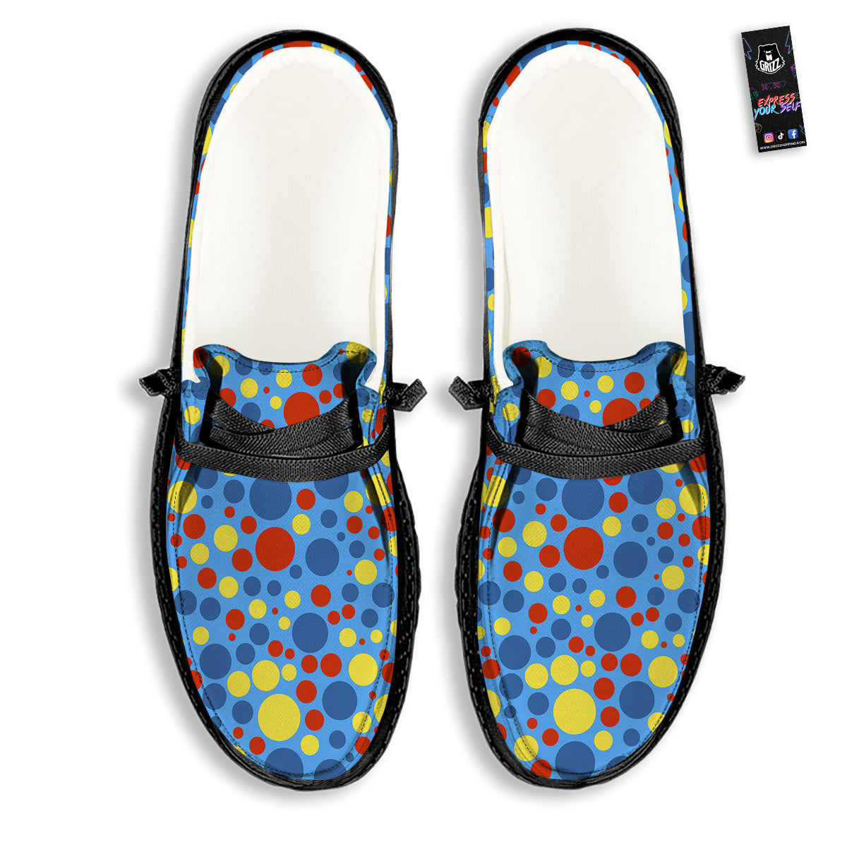 Autism Awareness Dots Color Print Pattern Black Loafers-grizzshop
