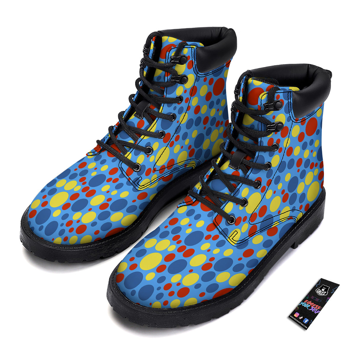 Autism Awareness Dots Color Print Pattern Boots-grizzshop