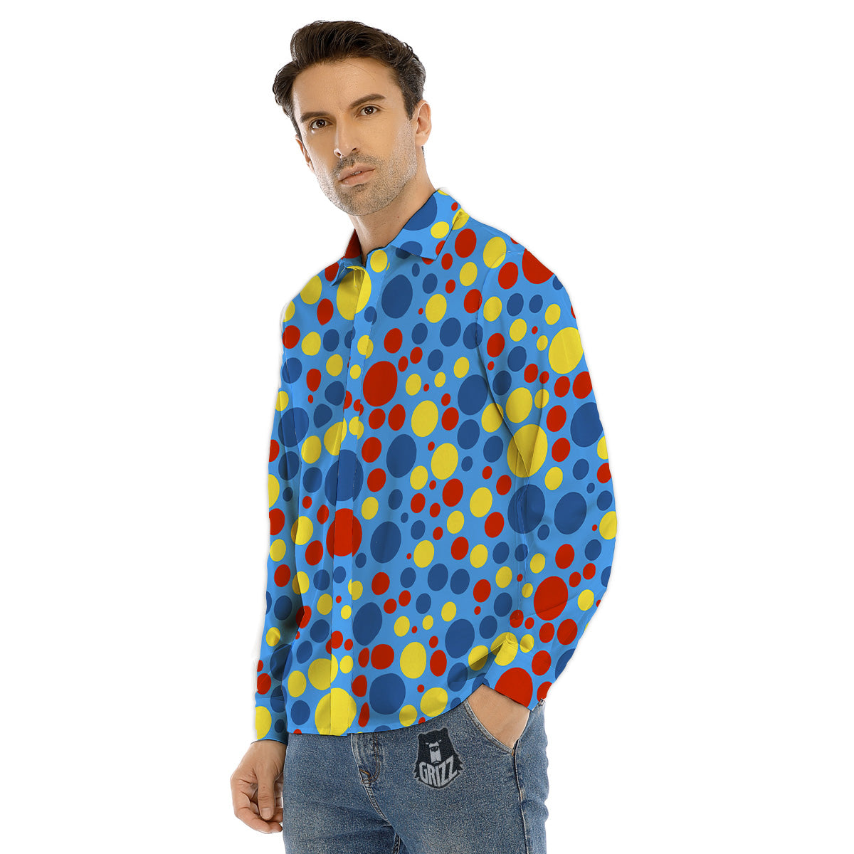 Autism Awareness Dots Color Print Pattern Men's Dress Shirts-grizzshop
