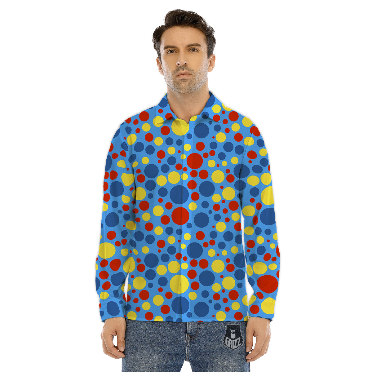 Autism Awareness Dots Color Print Pattern Men's Dress Shirts-grizzshop