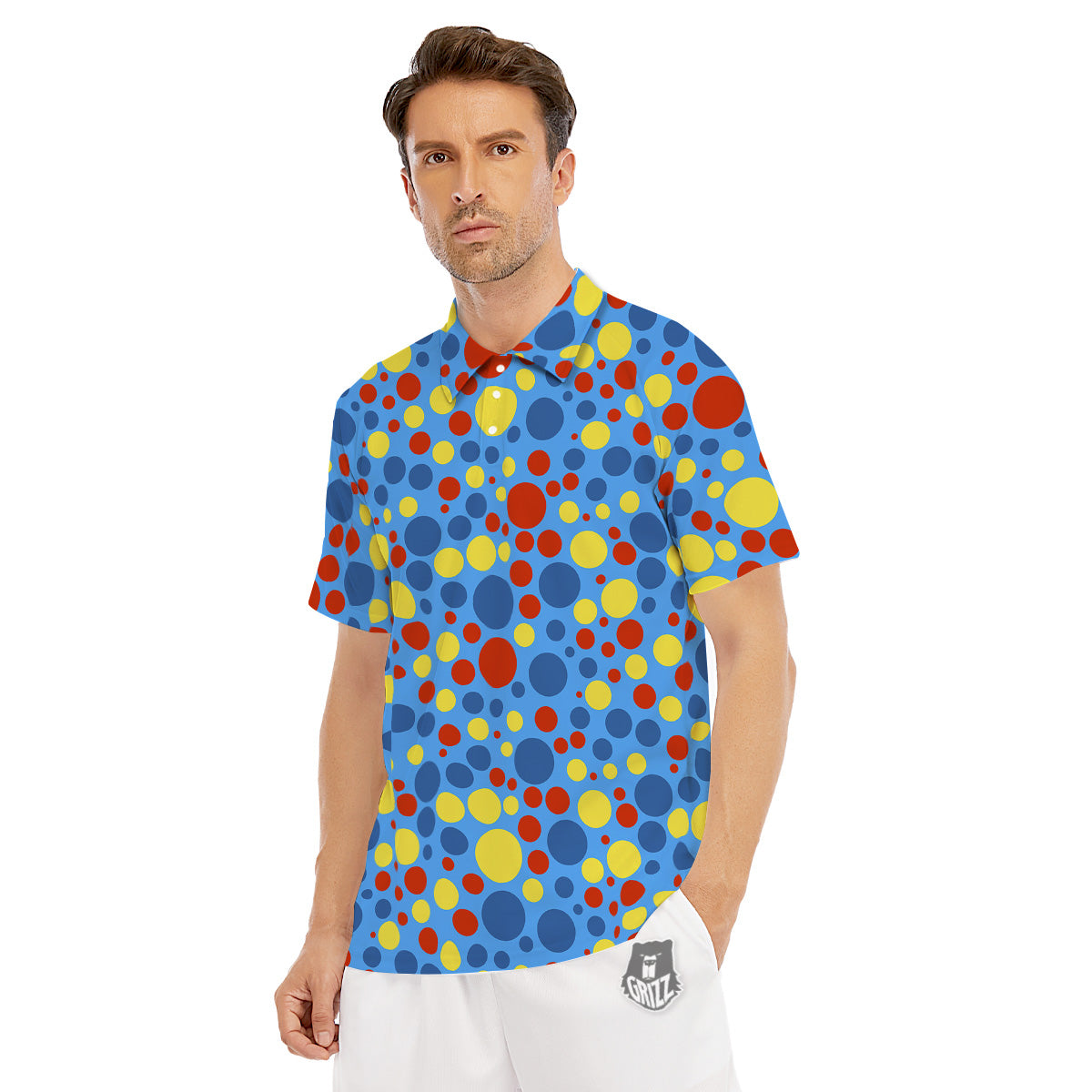 Autism Awareness Dots Color Print Pattern Men's Golf Shirts-grizzshop