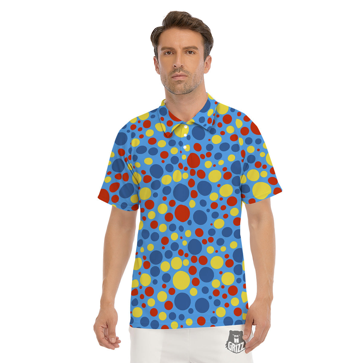 Autism Awareness Dots Color Print Pattern Men's Golf Shirts-grizzshop