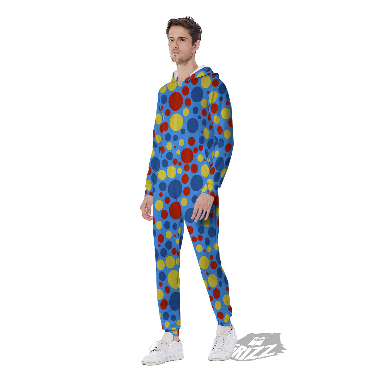 Autism Awareness Dots Color Print Pattern Men's Jumpsuit-grizzshop