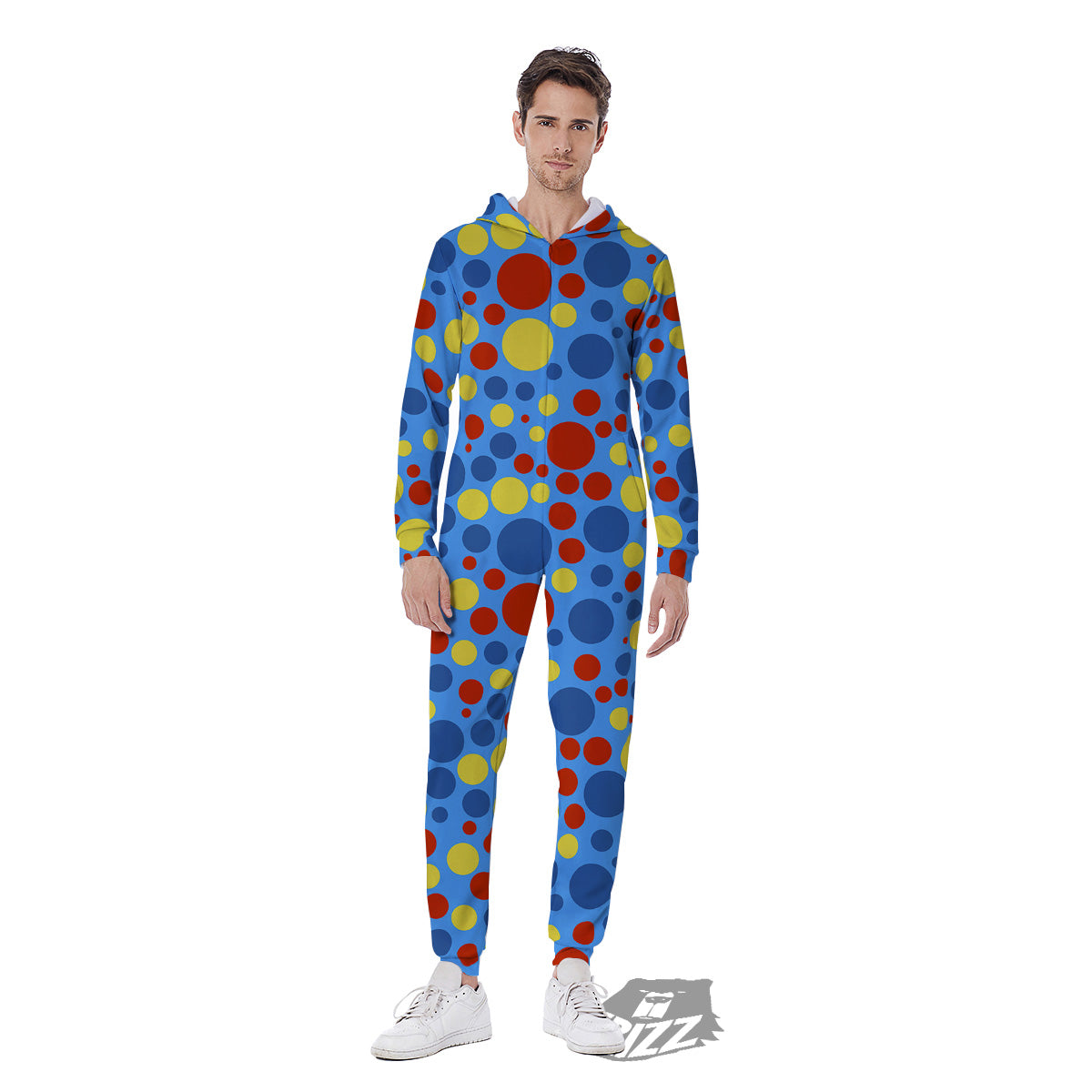 Autism Awareness Dots Color Print Pattern Men's Jumpsuit-grizzshop