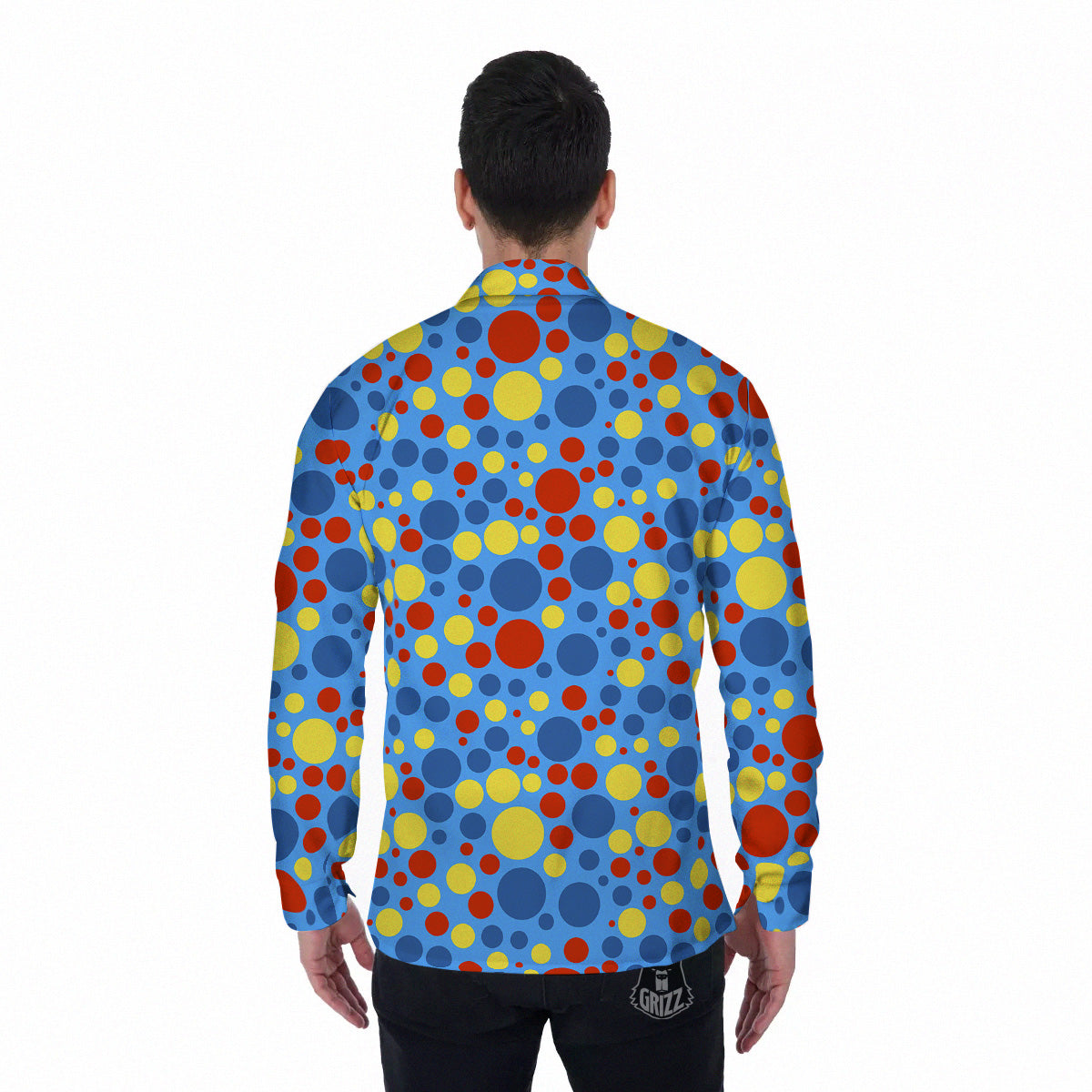 Autism Awareness Dots Color Print Pattern Men's Long Sleeve Shirts-grizzshop