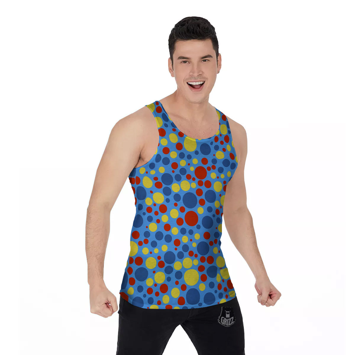 Autism Awareness Dots Color Print Pattern Men's Tank Top-grizzshop