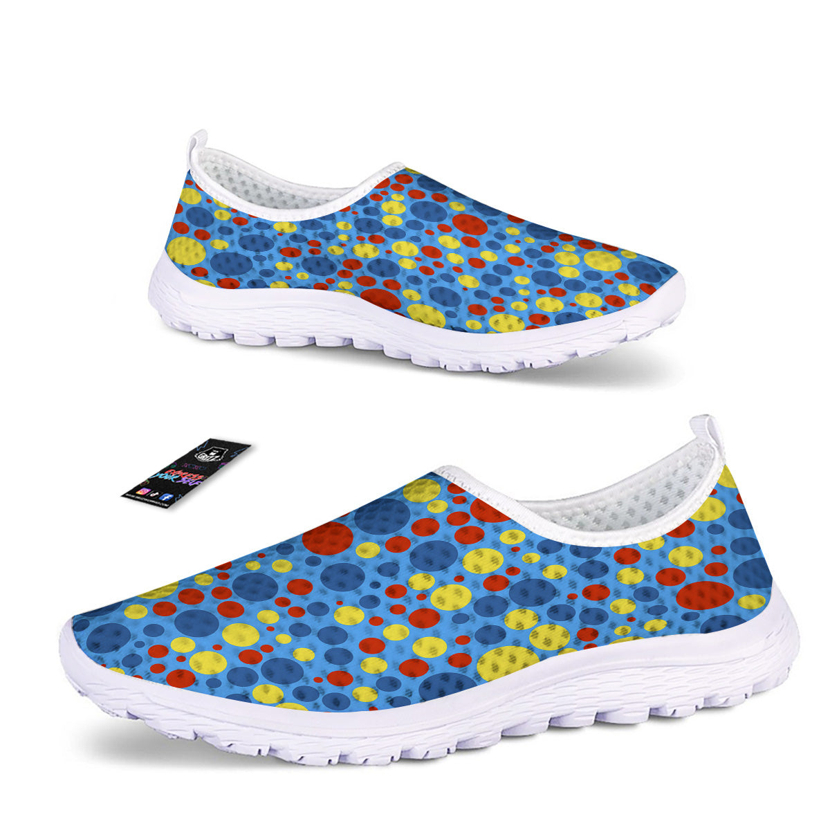 Autism Awareness Dots Color Print Pattern Nurse Shoes-grizzshop