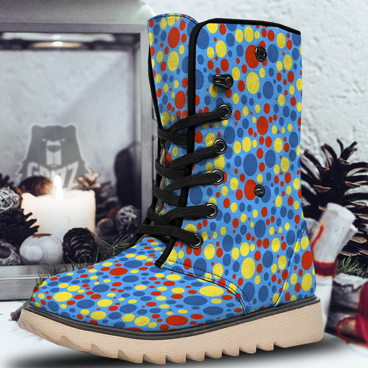 Autism Awareness Dots Color Print Pattern Snow Boots-grizzshop
