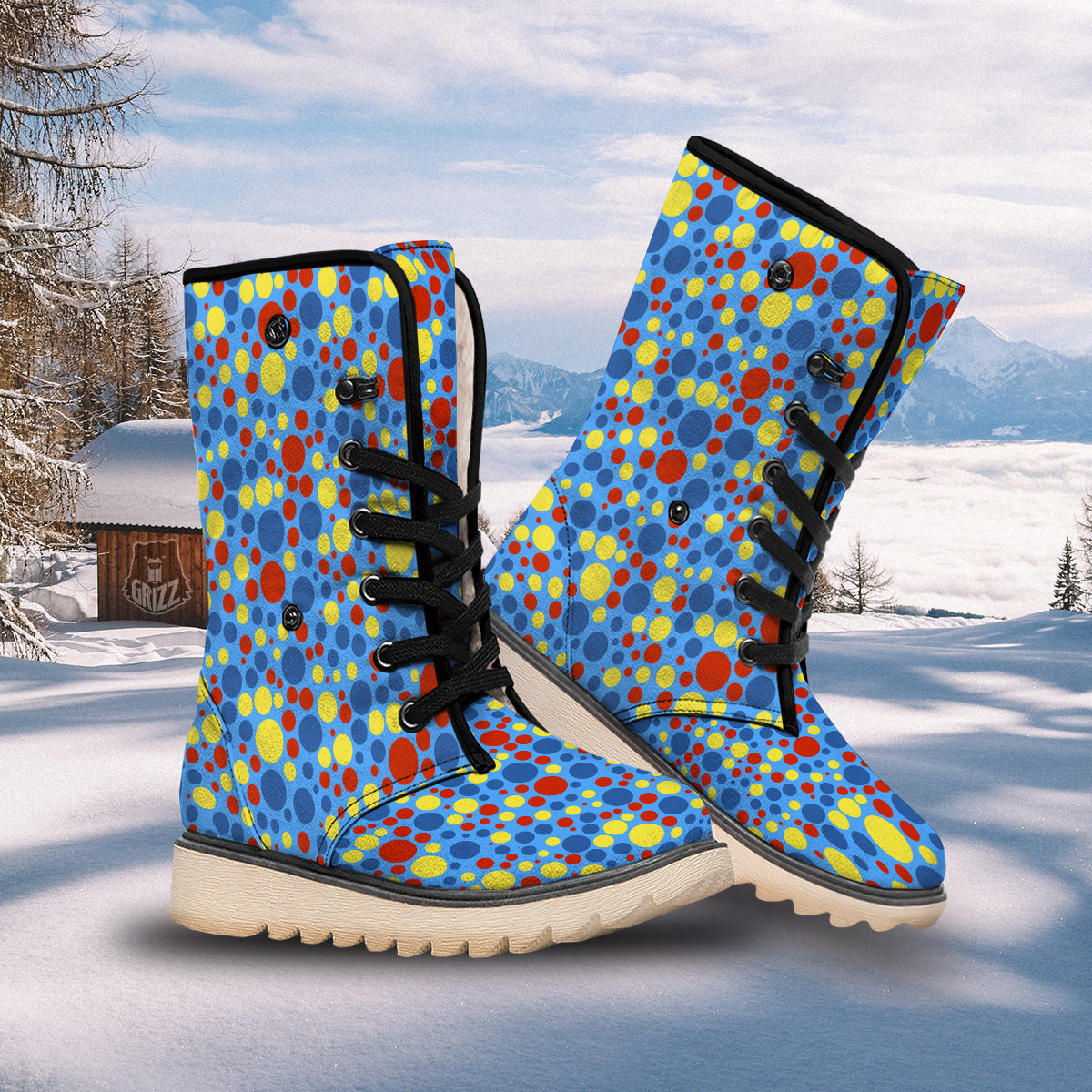 Autism Awareness Dots Color Print Pattern Snow Boots-grizzshop