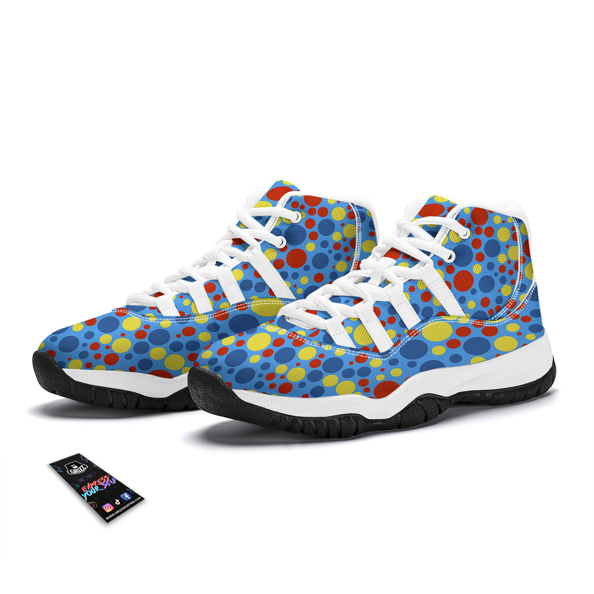 Autism Awareness Dots Color Print Pattern White Bball Shoes-grizzshop