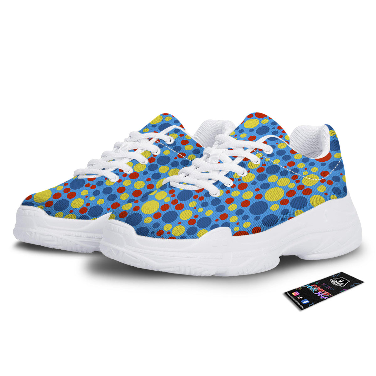 Autism Awareness Dots Color Print Pattern White Chunky Shoes-grizzshop