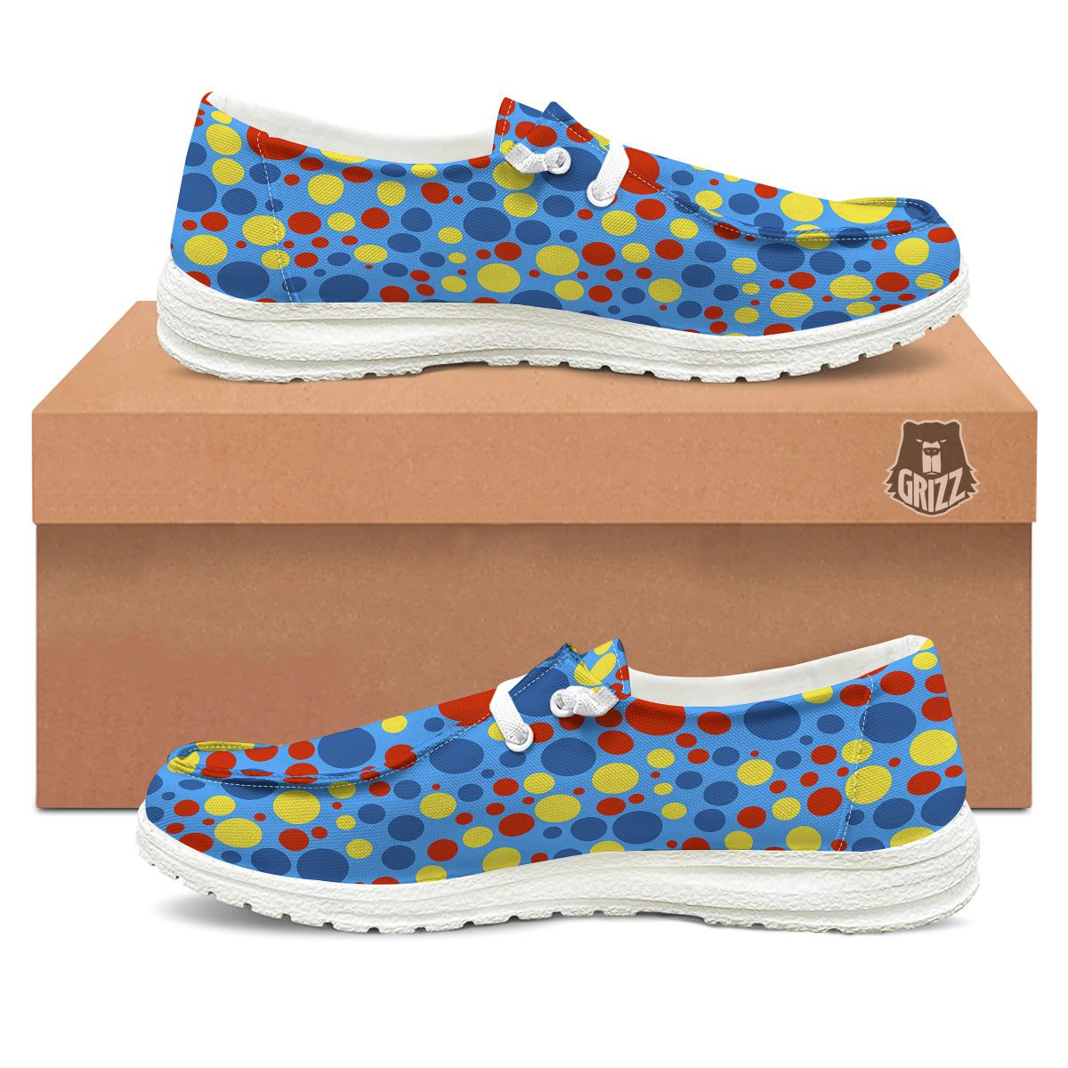 Autism Awareness Dots Color Print Pattern White Loafers-grizzshop