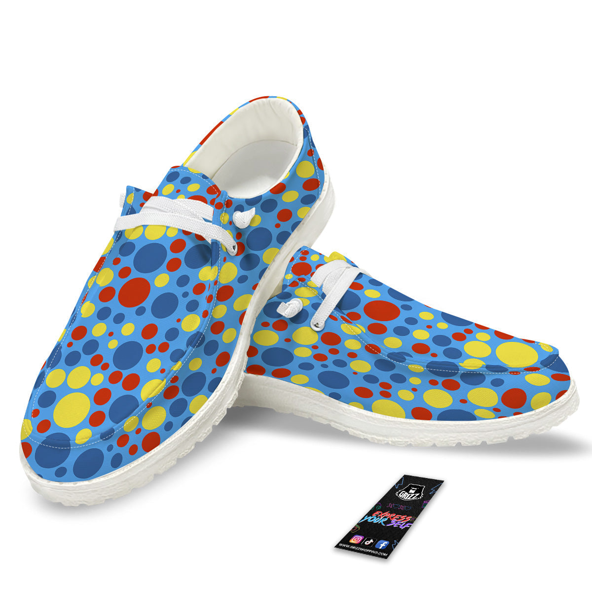 Autism Awareness Dots Color Print Pattern White Loafers-grizzshop