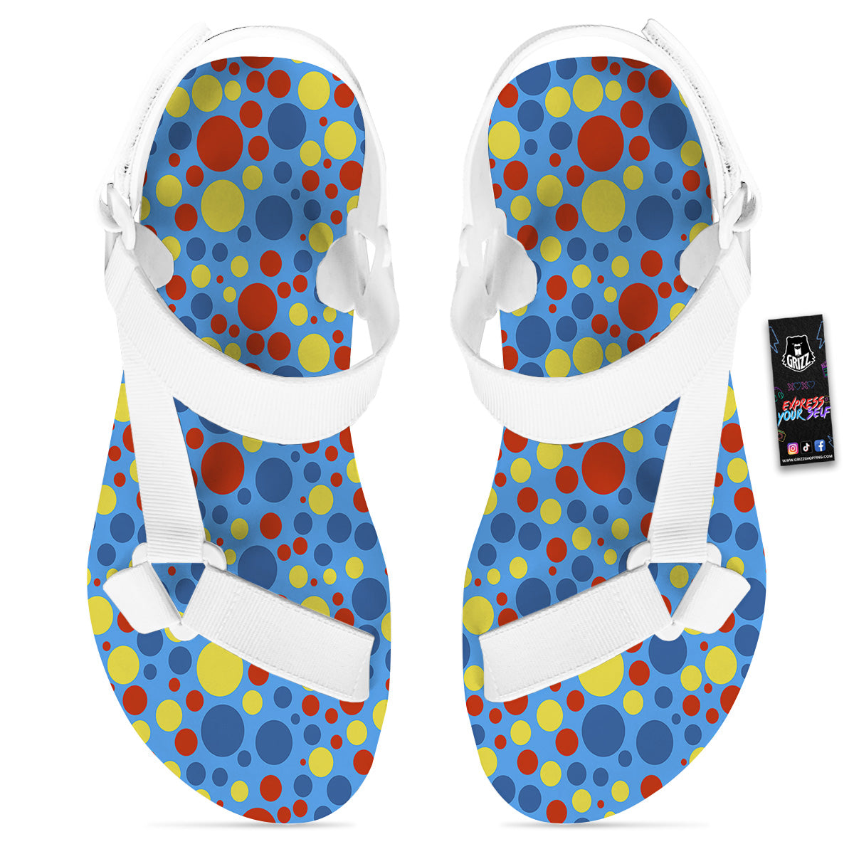 Autism Awareness Dots Color Print Pattern White Open Toe Sandals-grizzshop