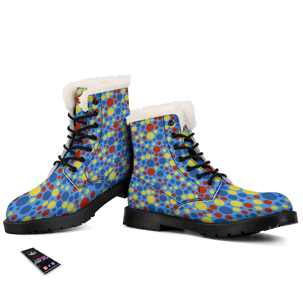 Autism Awareness Dots Color Print Pattern Winter Boots-grizzshop