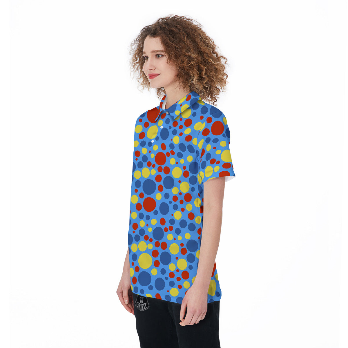 Autism Awareness Dots Color Print Pattern Women's Golf Shirts-grizzshop