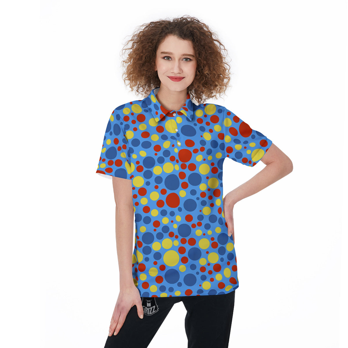 Autism Awareness Dots Color Print Pattern Women's Golf Shirts-grizzshop
