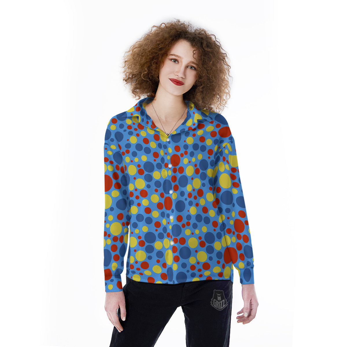 Autism Awareness Dots Color Print Pattern Women's Long Sleeve Shirts-grizzshop