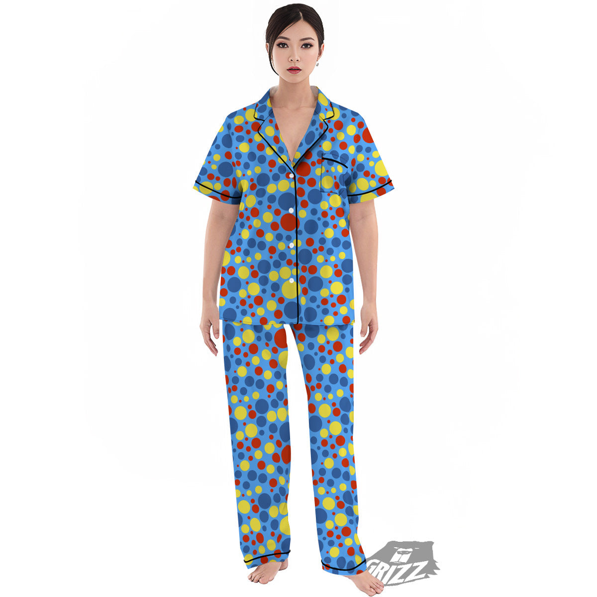 Autism Awareness Dots Color Print Pattern Women's Pajamas Set-grizzshop