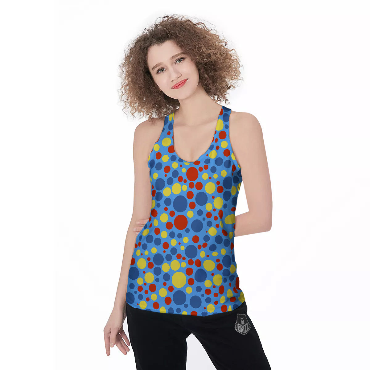 Autism Awareness Dots Color Print Pattern Women's Racerback Tank Top-grizzshop