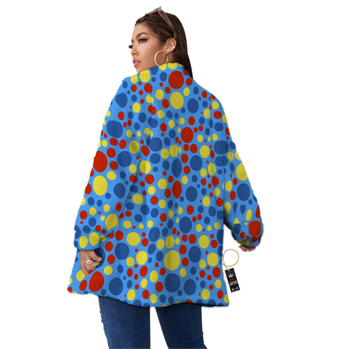 Autism Awareness Dots Color Print Pattern Women's Sherpa Jacket-grizzshop