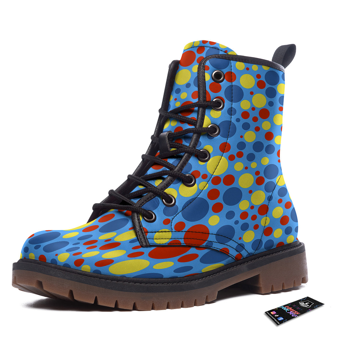 Autism Awareness Dots Color Print Pattern Work Boots-grizzshop