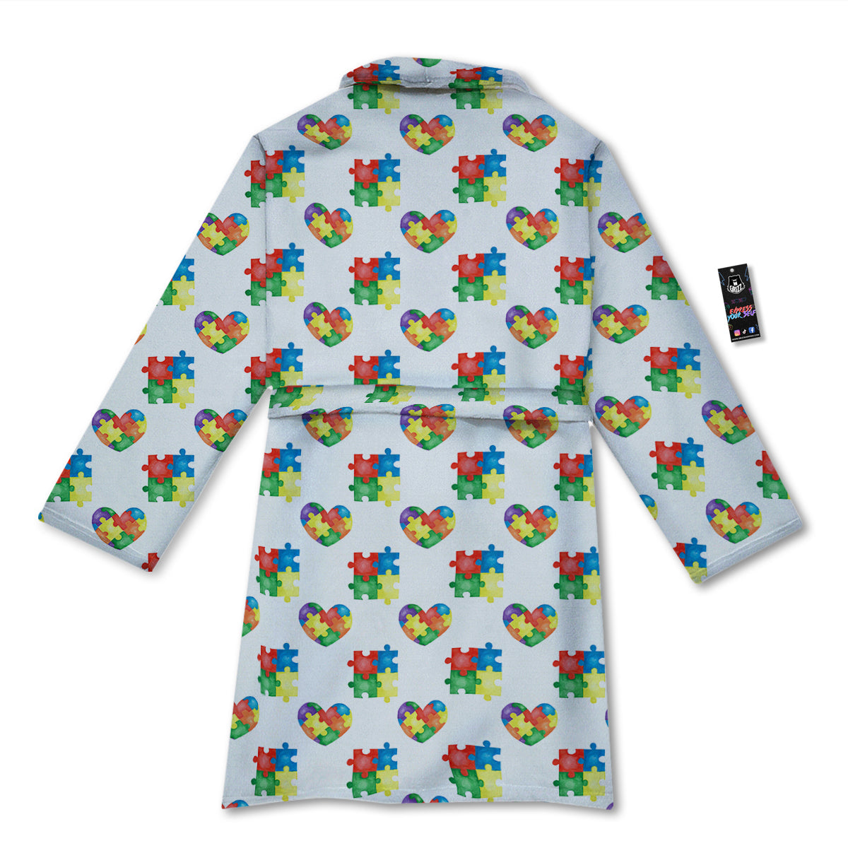 Autism Awareness Heart Print Pattern Bathrobe-grizzshop