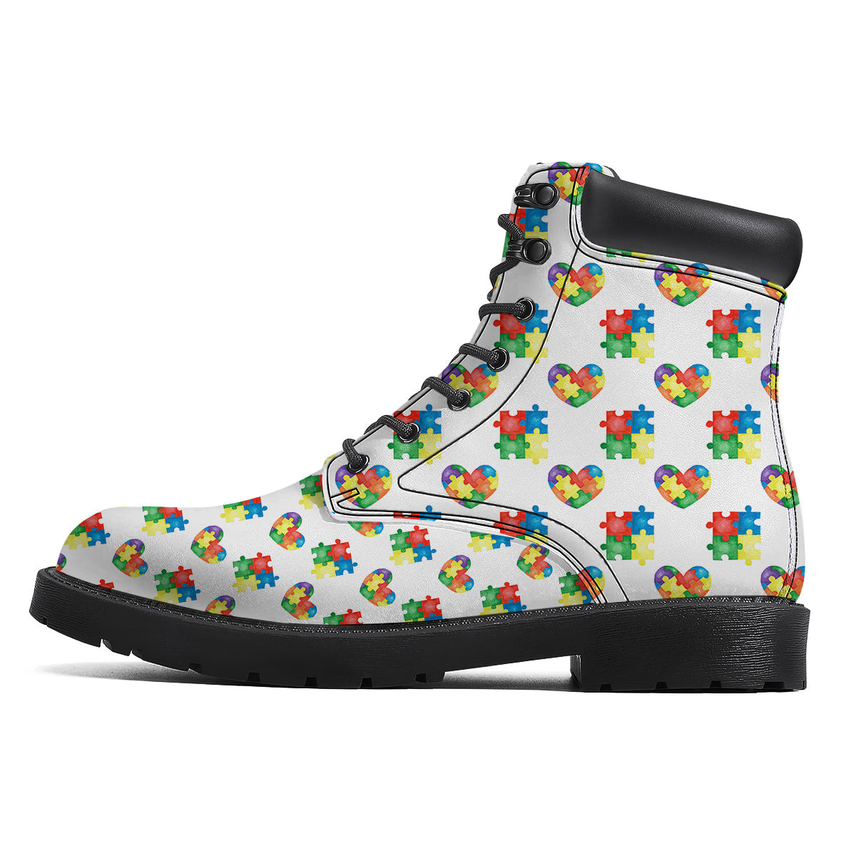 Autism Awareness Heart Print Pattern Boots-grizzshop
