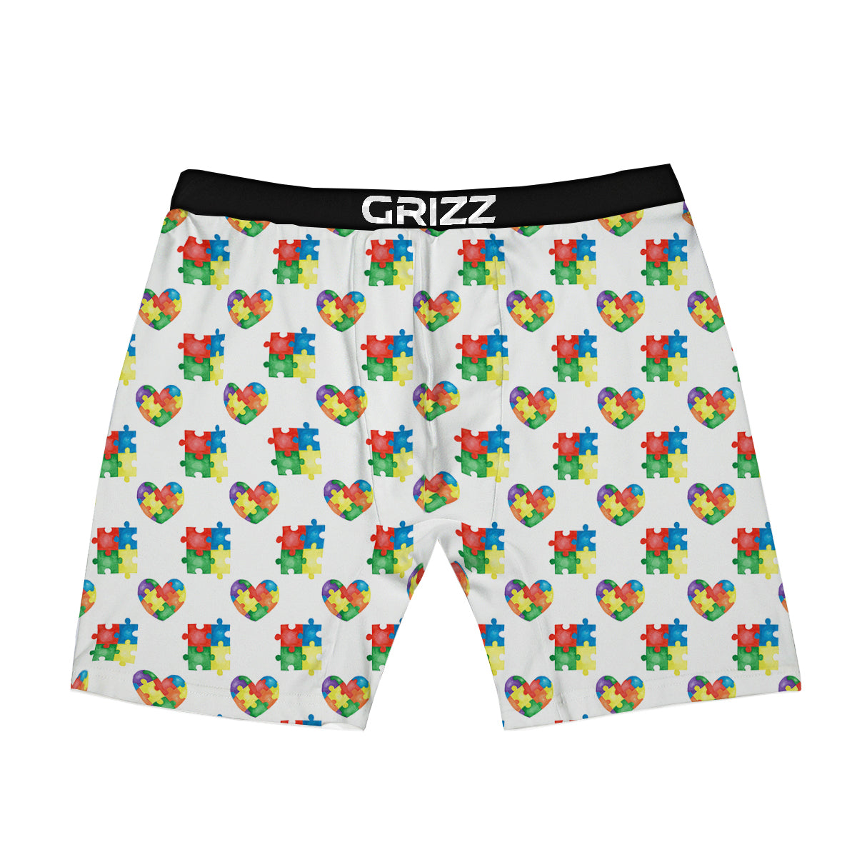 Autism Awareness Heart Print Pattern Boxer Briefs-grizzshop