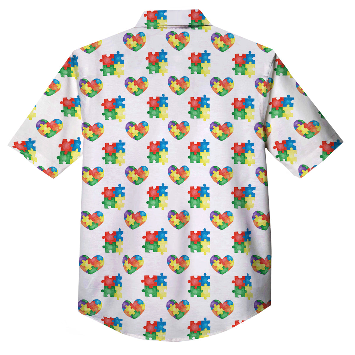 Autism Awareness Heart Print Pattern Button Up Shirt-grizzshop