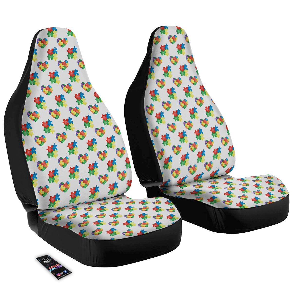Autism Awareness Heart Print Pattern Car Seat Covers-grizzshop