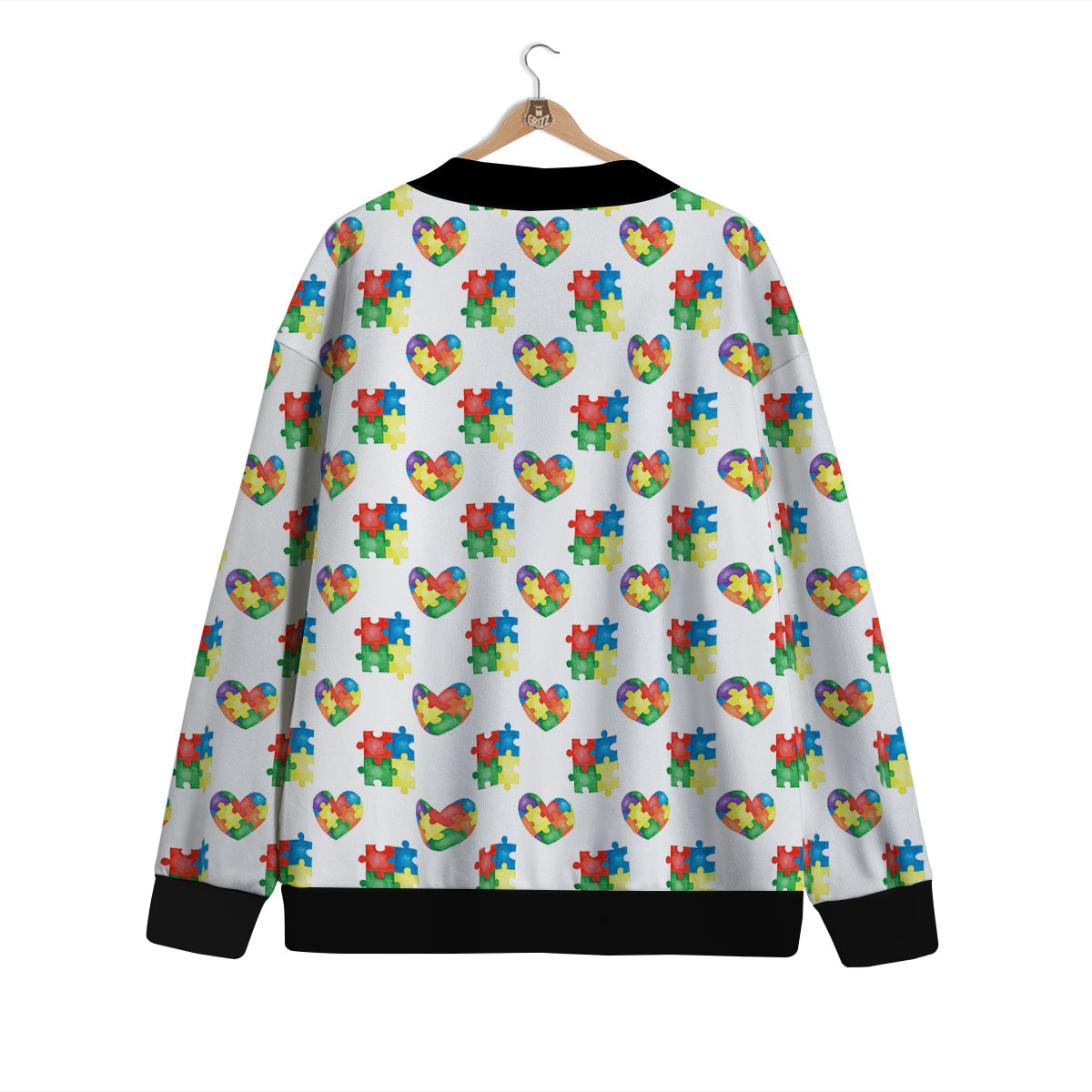 Autism Awareness Heart Print Pattern Cardigan-grizzshop