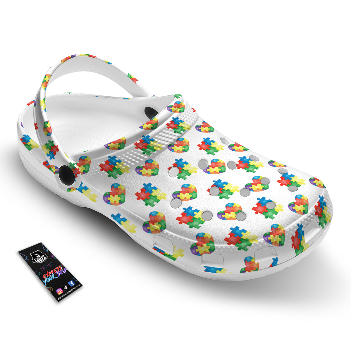 Autism Awareness Heart Print Pattern Clog-grizzshop