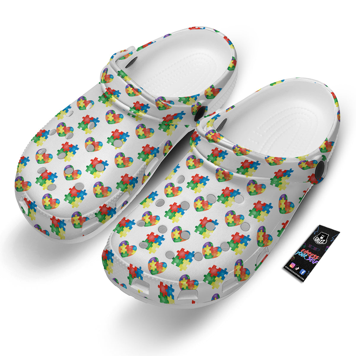 Autism Awareness Heart Print Pattern Clog-grizzshop