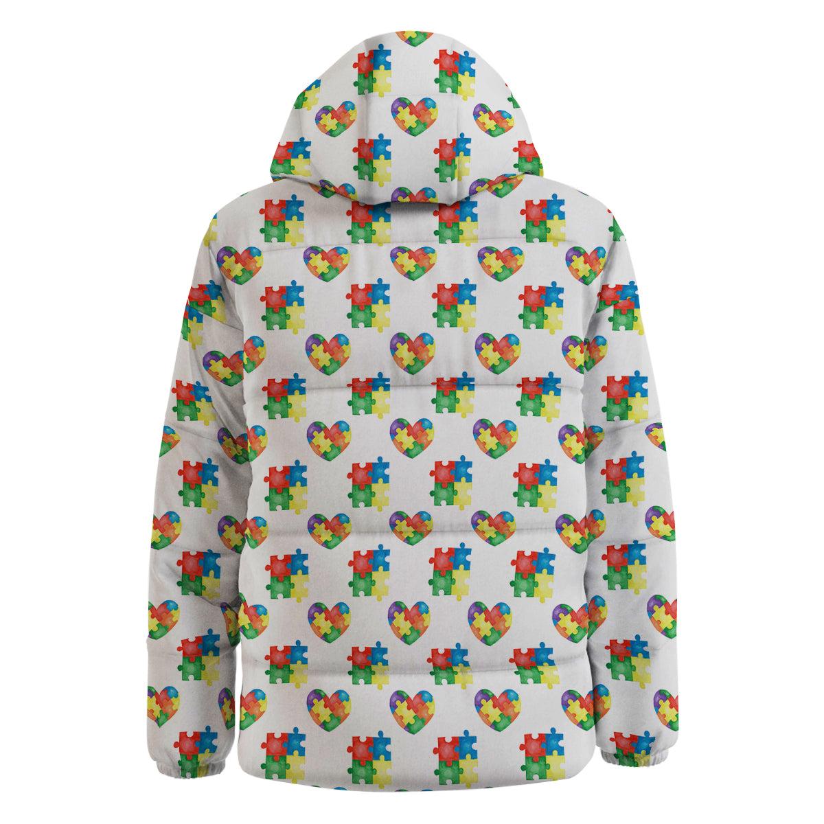 Autism Awareness Heart Print Pattern Down Jacket-grizzshop