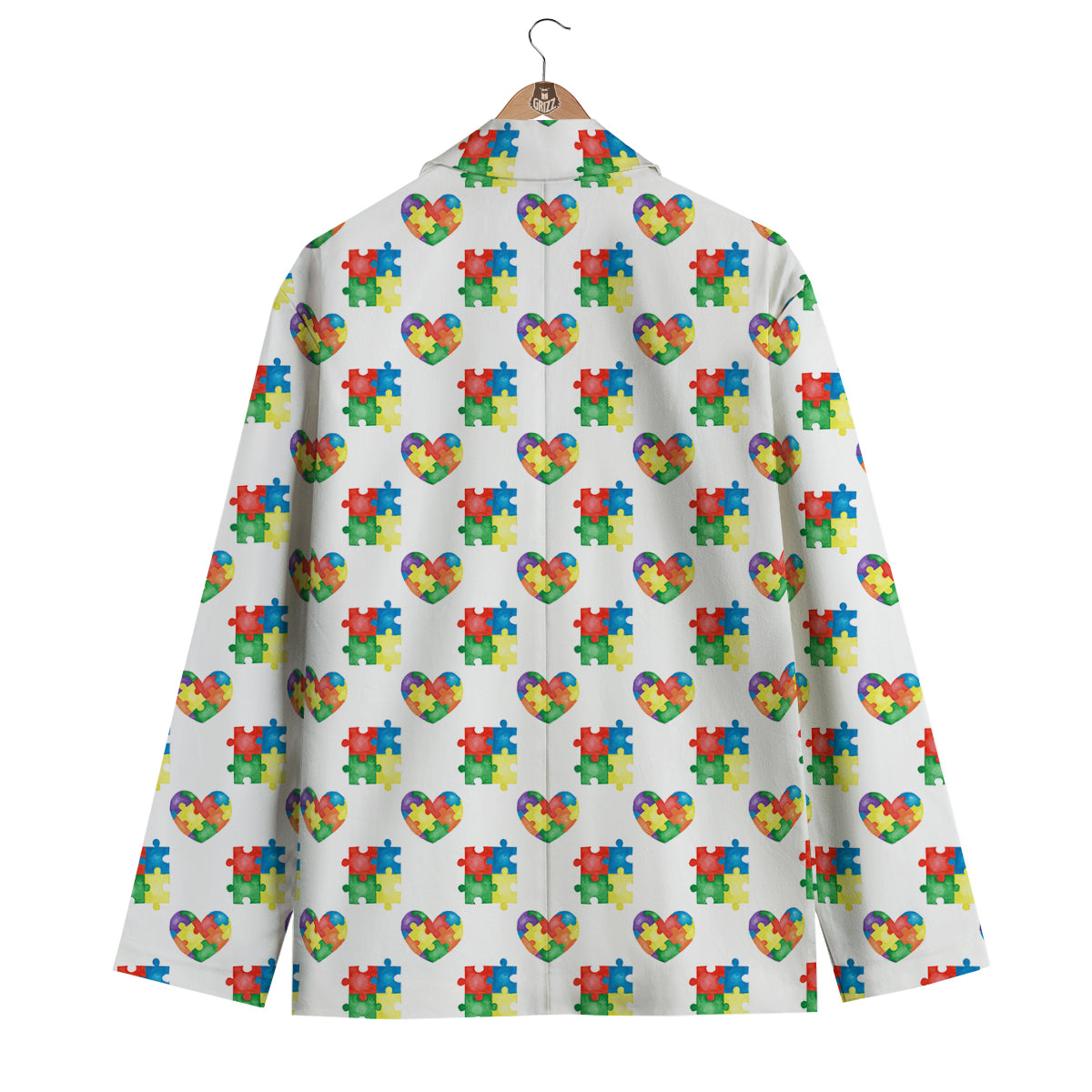 Autism Awareness Heart Print Pattern Men's Blazer-grizzshop