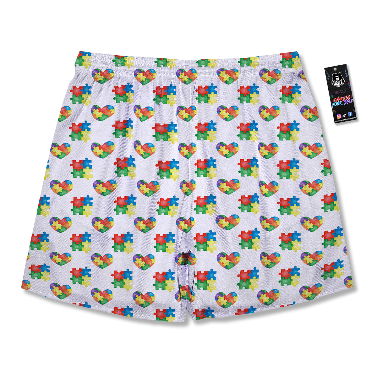 Autism Awareness Heart Print Pattern Men's Running Shorts-grizzshop