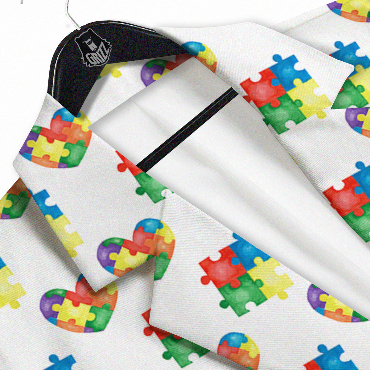 Autism Awareness Heart Print Pattern Men's Sport Coat-grizzshop
