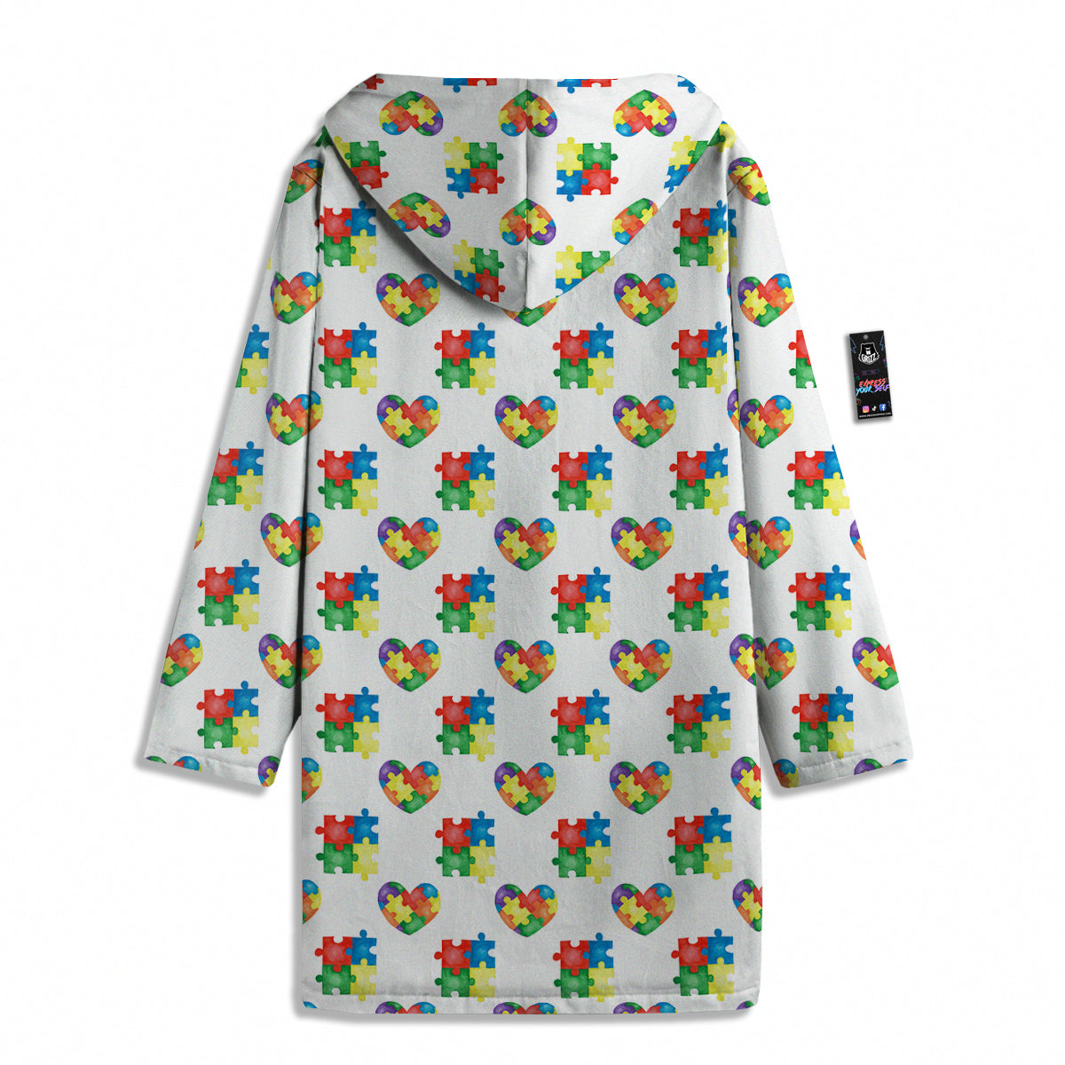 Autism Awareness Heart Print Pattern Men's Windbreaker Jacket-grizzshop